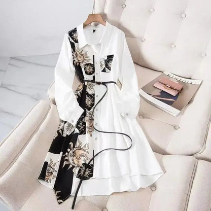 Polo Neck Single-Breasted Knee Length Dress