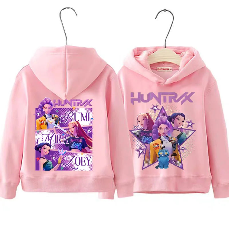 Rumi Mira Zoey Graphic Hoodie Front Back Hooded Casual Long Sleeve Pullovers