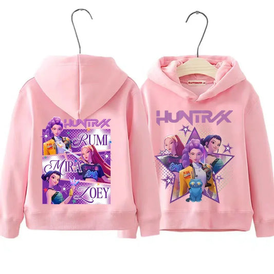 Rumi Mira Zoey Graphic Hoodie Front Back Hooded Casual Long Sleeve Pullovers