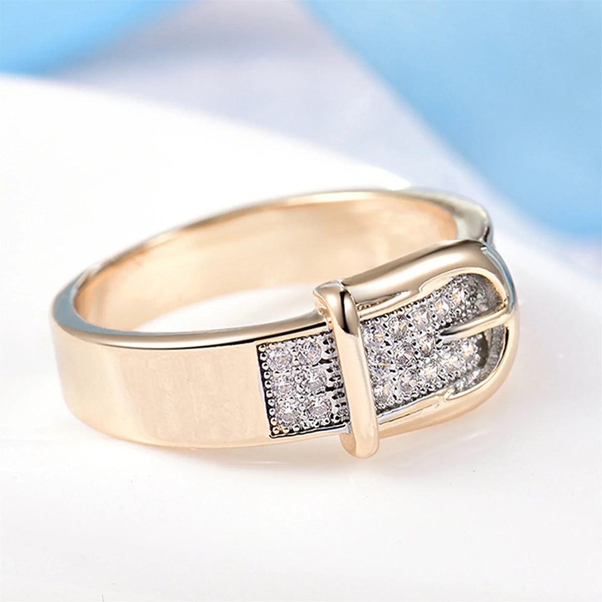 Belt Rings Creative Gold Silver Shiny Full Zircon Ring