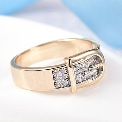 Belt Rings Creative Gold Silver Shiny Full Zircon Ring