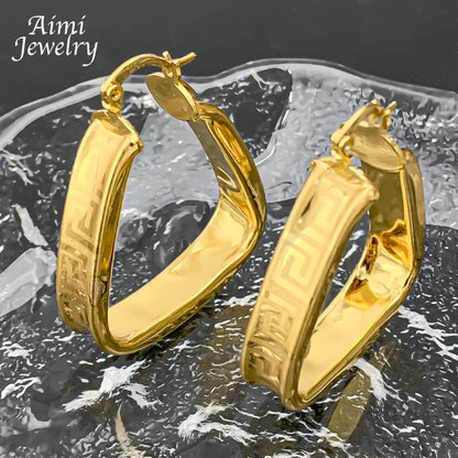18K Gold Plated Hoop Copper Hook Drop Earrings