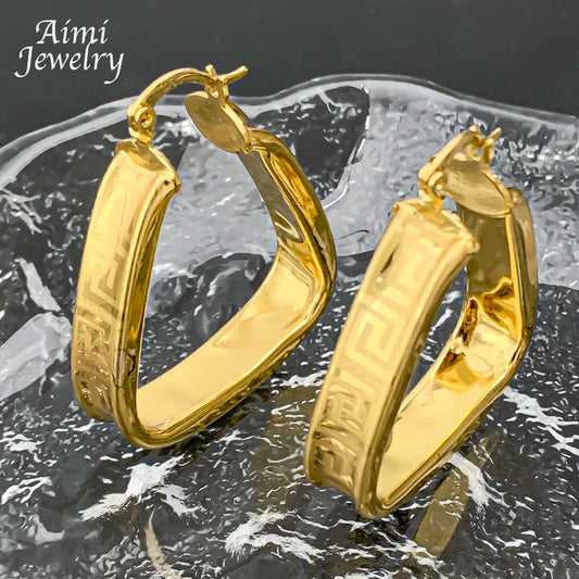 18K Gold Plated Hoop Copper Hook Drop Earrings