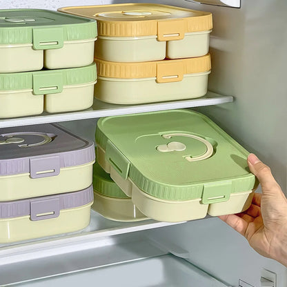 Microwave Plastic Divided Lunch Box With Handle Camping