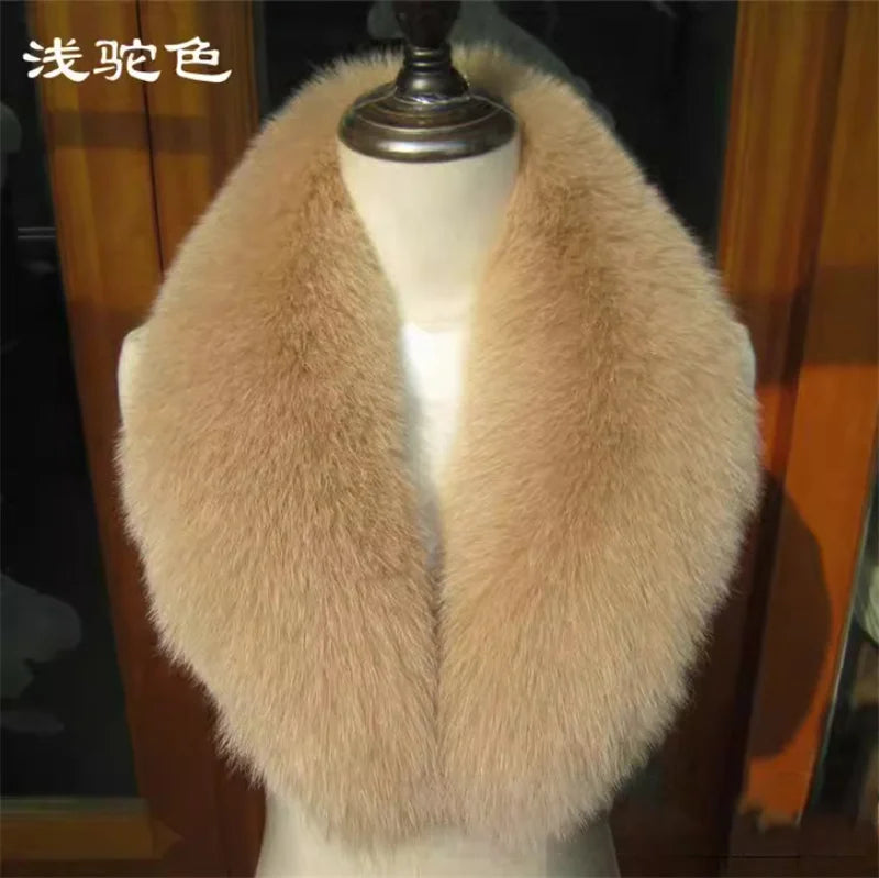 Bufanda con cuello de piel auténtica de mapache y zorro de color natural