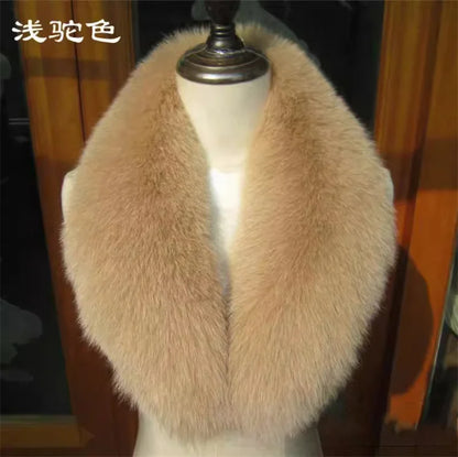 Bufanda con cuello de piel auténtica de mapache y zorro de color natural
