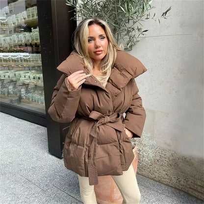 Solid Thick Stand Collar Short Coats