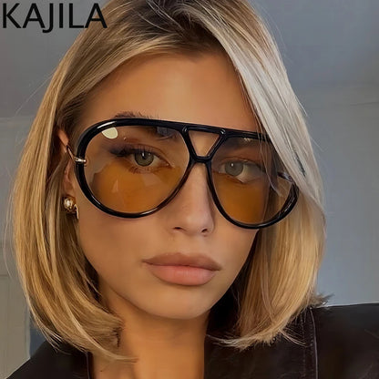 Oversized Pilot Oval Punk Sunglasses