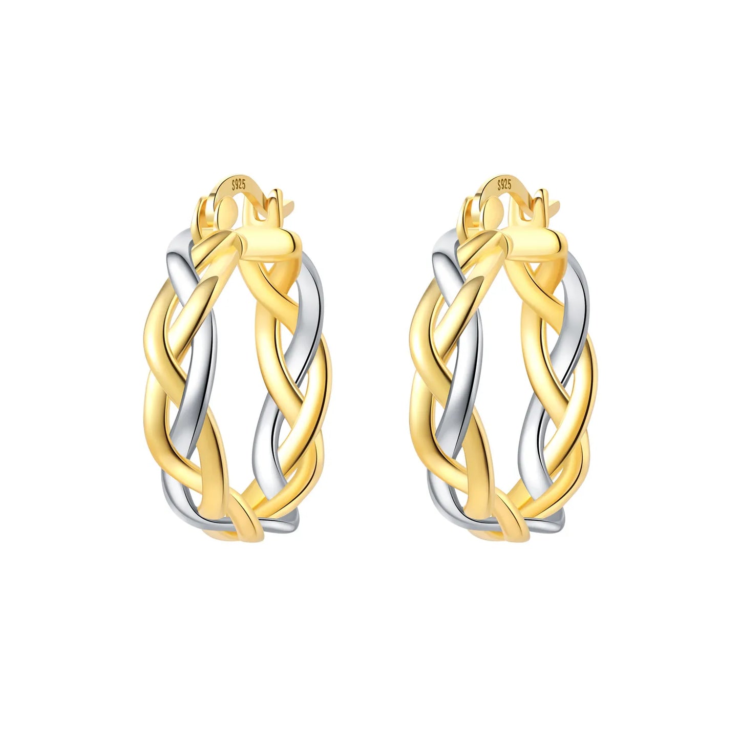 925 Sterling Silver Simple Gold U-shaped Earrings