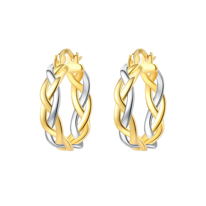 925 Sterling Silver Simple Gold U-shaped Earrings
