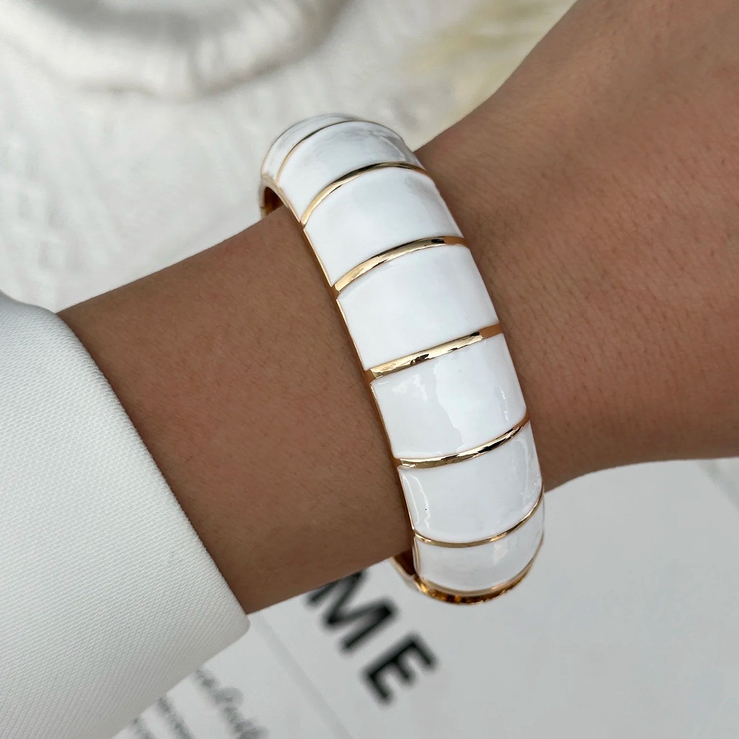 Round Bangles Exaggerated Geometric Wide Cuff Bracelets Hip Hop