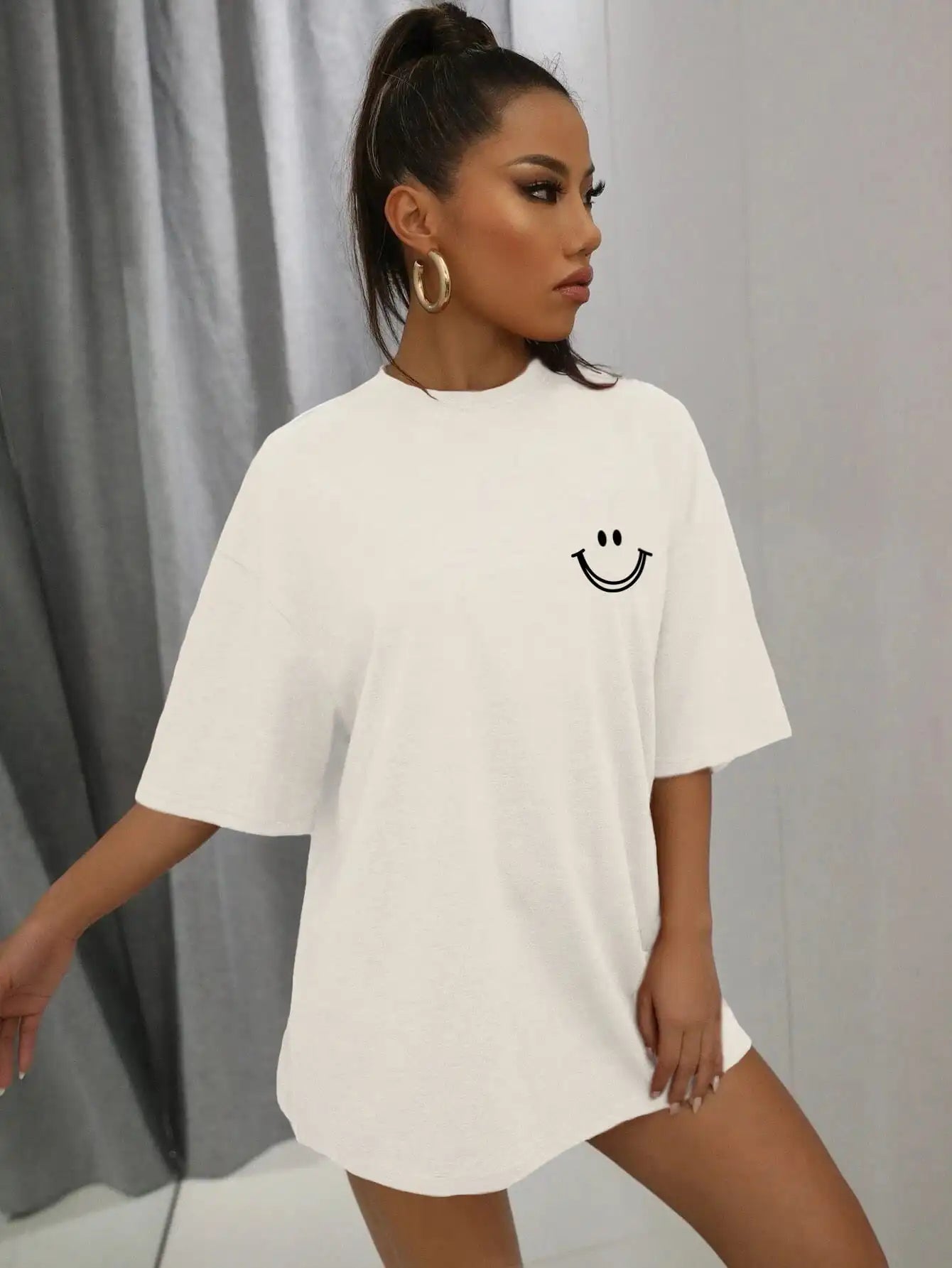 Happy Expression Cotton Short Sleeve Hip Hop T-Shirts