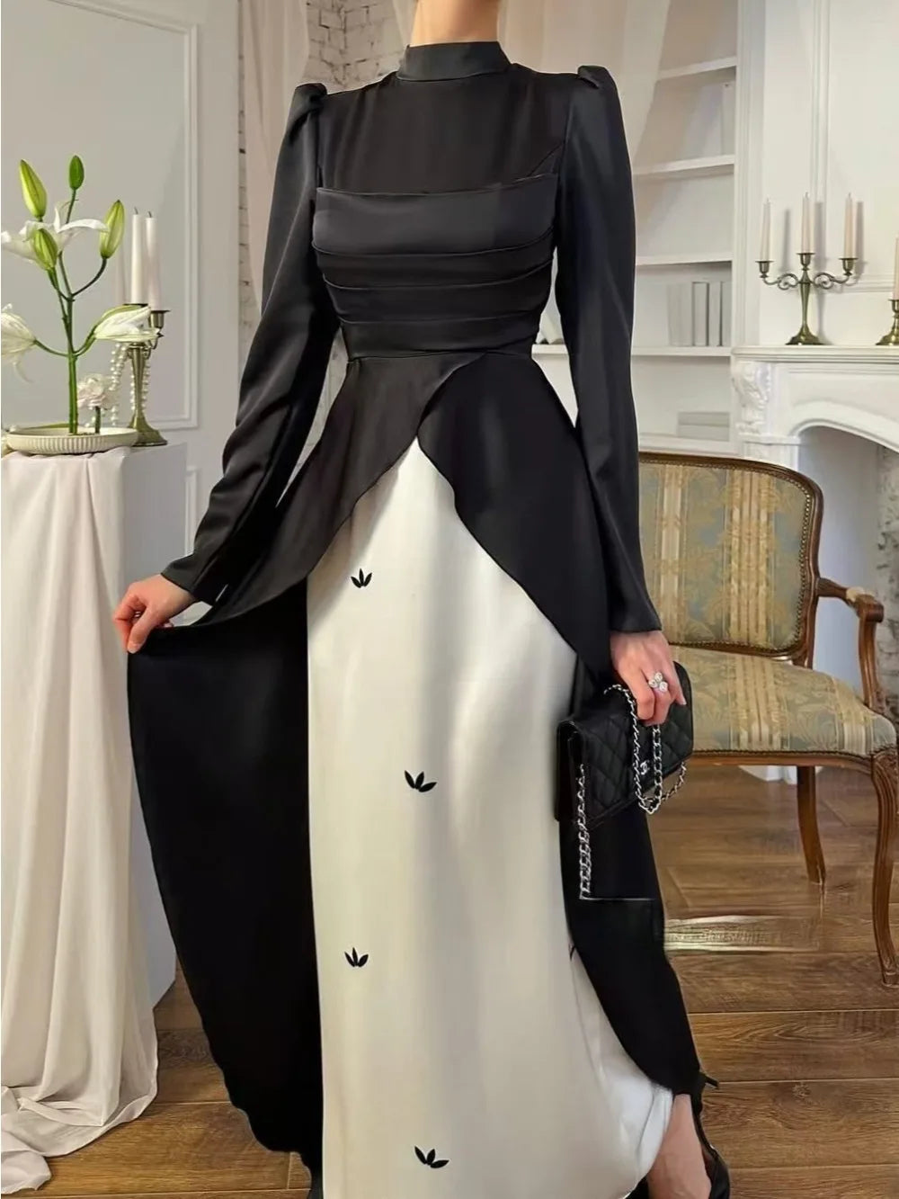 Muslim Satin Caftan Long Dress Abayas