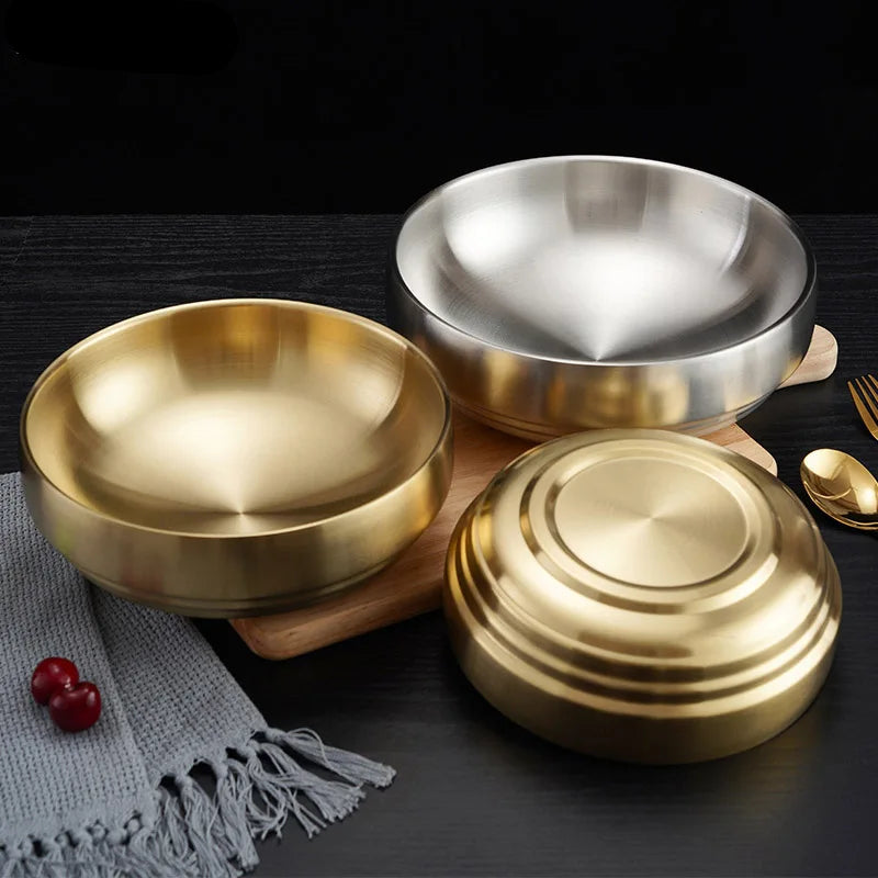 Stainless Steel Double Layer Cold Noodle Salad Bowl Fruit Bowl