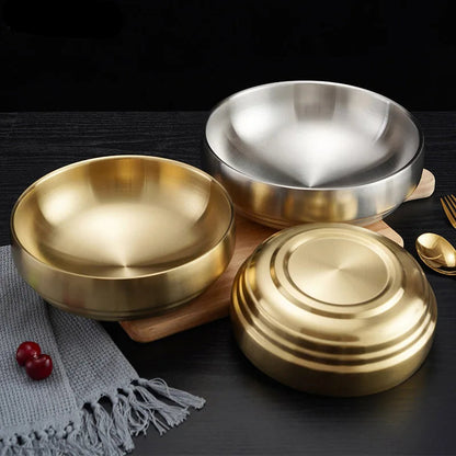 Stainless Steel Double Layer Cold Noodle Salad Bowl Fruit Bowl