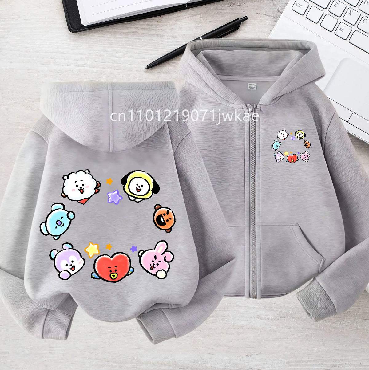 Tee Cute BT21 Mang Inspired Zipper Hoodie 3-12 Year Hoody Coat