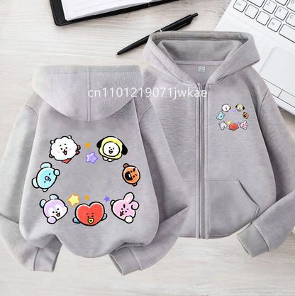 Tee Cute BT21 Mang Inspired Zipper Hoodie 3-12 Year Hoody Coat
