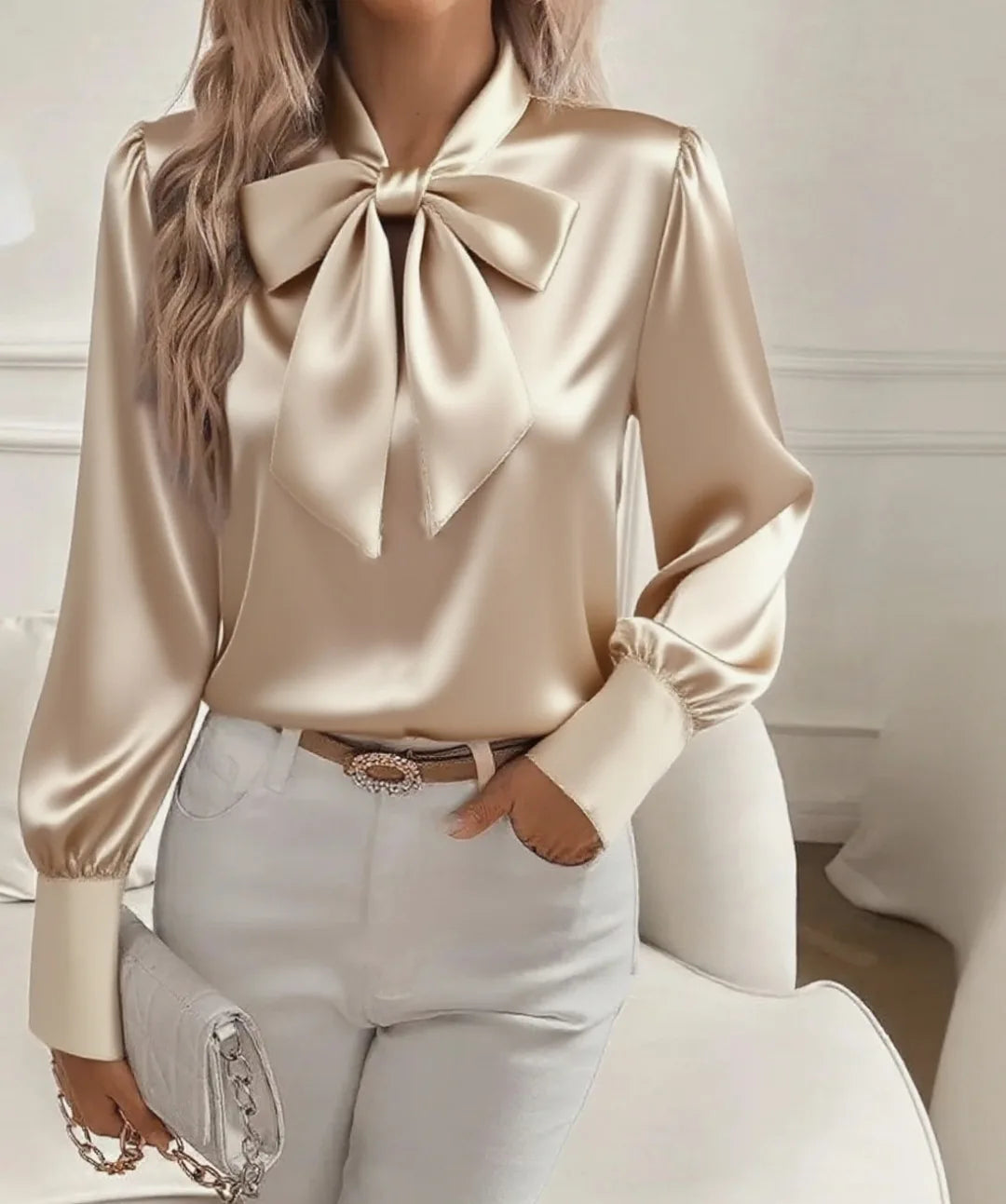 Bow Loose Long Sleeve Blouse