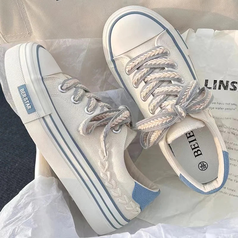 Platform Vulcanized Canvas Shoe Casual Flat Sneakers