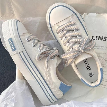 Platform Vulcanized Canvas Shoe Casual Flat Sneakers