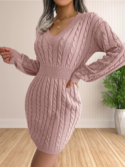 Sweater Cocktail V Neck Knitted Dress