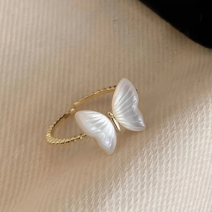 925 Sterling Silver Drip Glaze Butterfly Zircon Rings