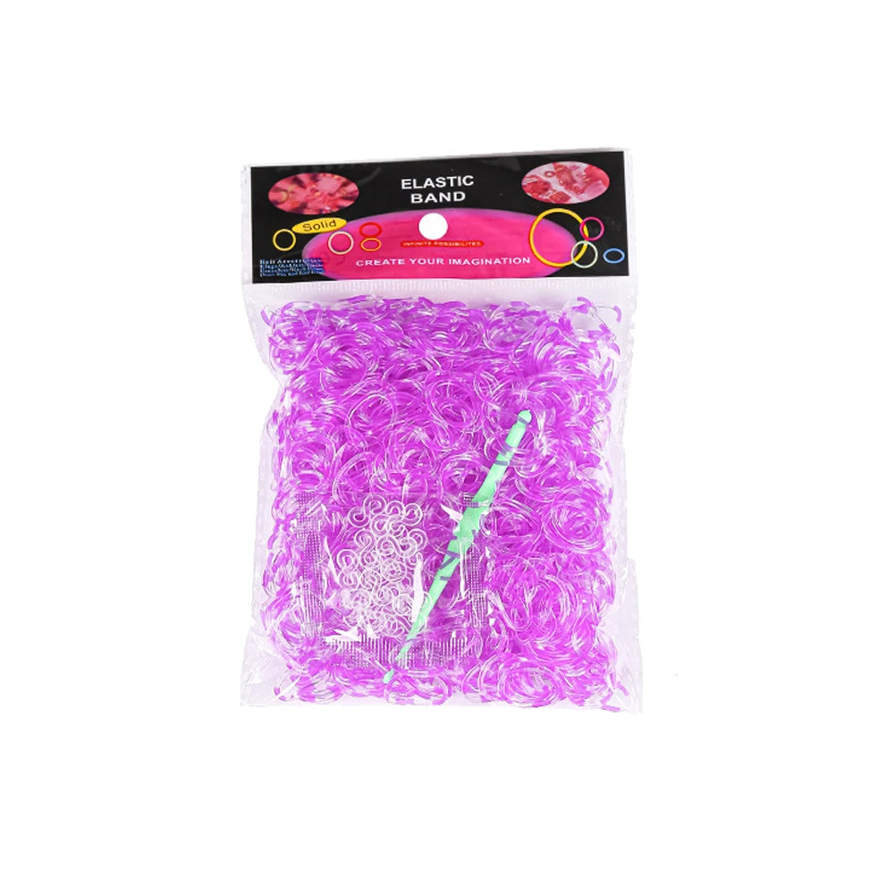 600Pcs Color Rubble Loom Wristbands Kit Elastic Weaving Lacing Craft