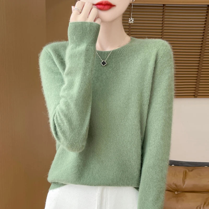 Wool Cashmere Pullover O-Neck Long Sleeve