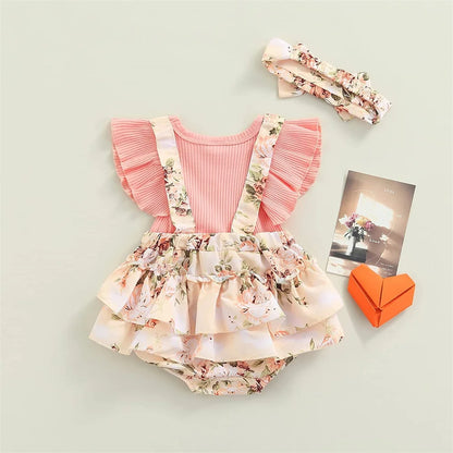 0-18 Months Cotton Ruffle Sleeve Butterfly Floral Dress