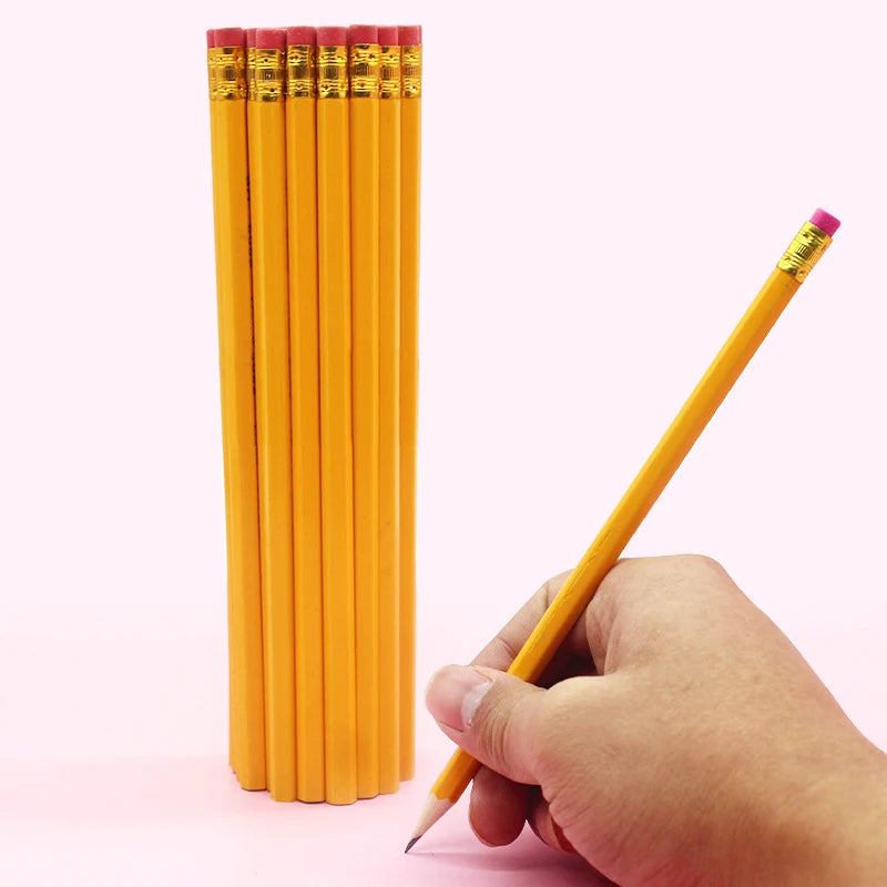 50/30/10 Pcs Yellow Bulk Wood Pencils with Erasers