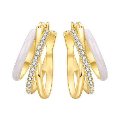S925 Sterling Silver 18k Gold Square Hoop Earrings