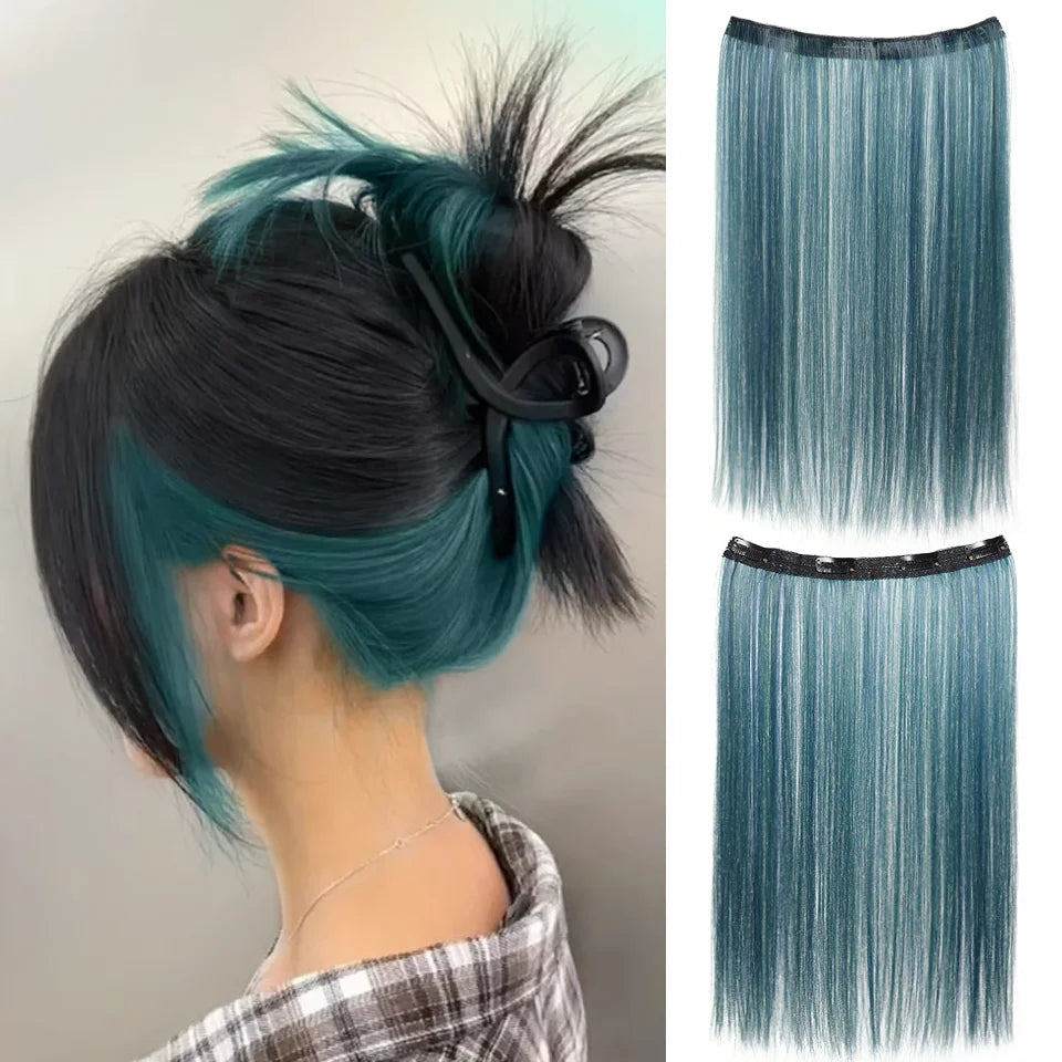 20 Inch Long Synthetic Straight Clip-In Hair Extensions