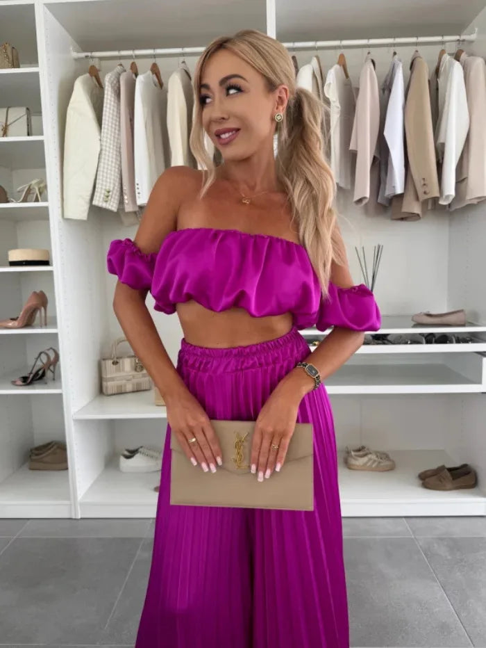 Elegant strapless casual pants Set