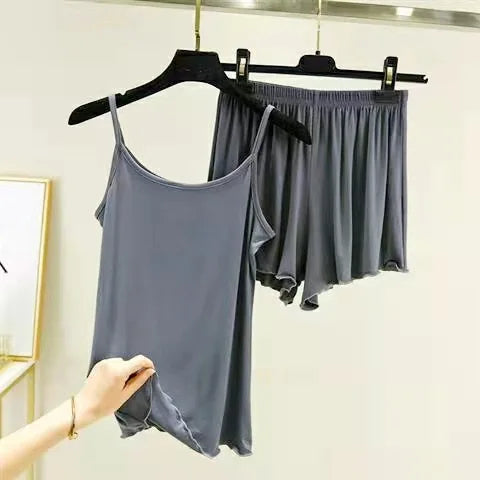 Lounge Sleeveless Camisole Shorts Pajamas Sleepwear Set