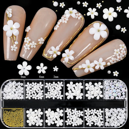 12Grids Mixed Mini Christmas Gems Nail Charms