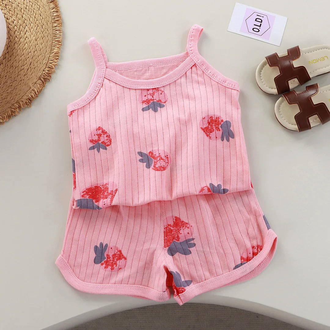 Girls Summer New Baby Sleeveless Cotton Set