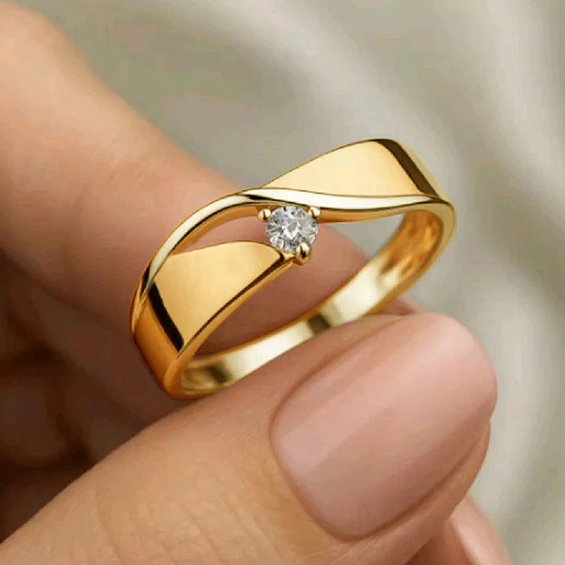 Small Cubic Zirconia Minimalist Engagement Rings