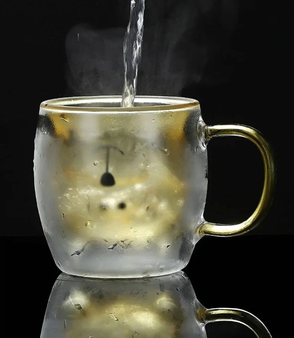 Cute Bear Double-layer Coffee Mug Double Glass Cup with Handle Mug