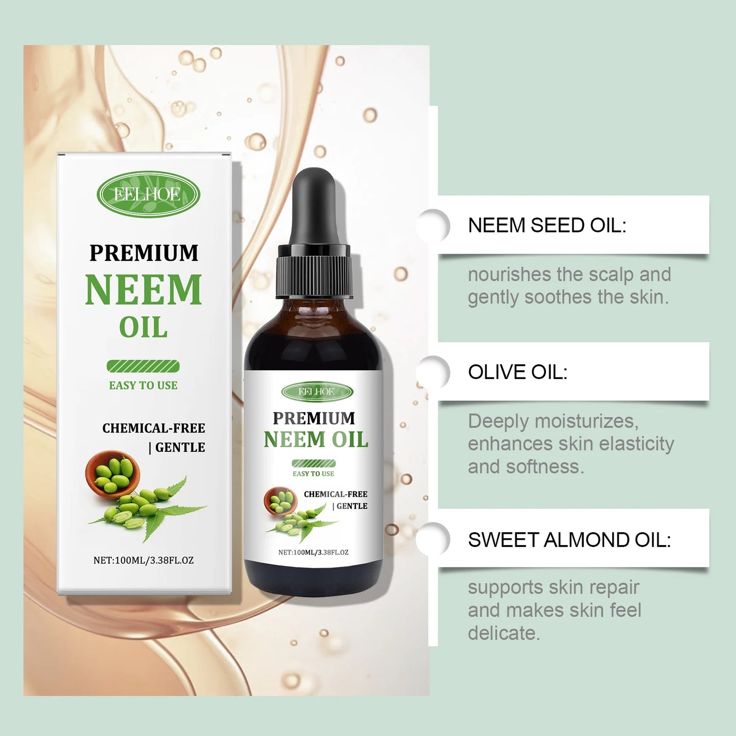 Neem Oil Care Essential Oil Nourishes Scalp Skincare