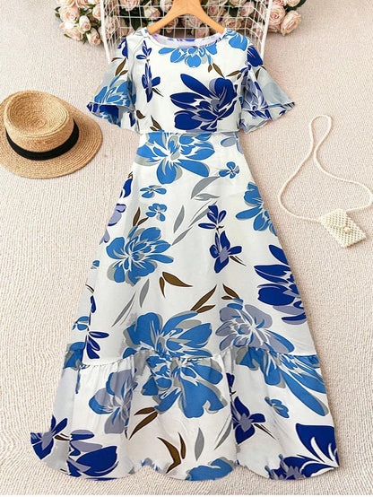 Short sleeve crew neck dress