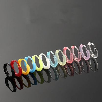 2pcs Black & Clear Resin Hoop Earrings