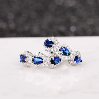 925 Sterling Silver Blue Cubic Zirconia Hoop Earrings