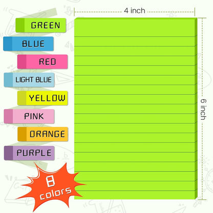 Large Lined Fluorescent Sticky Notes  Memo Pads