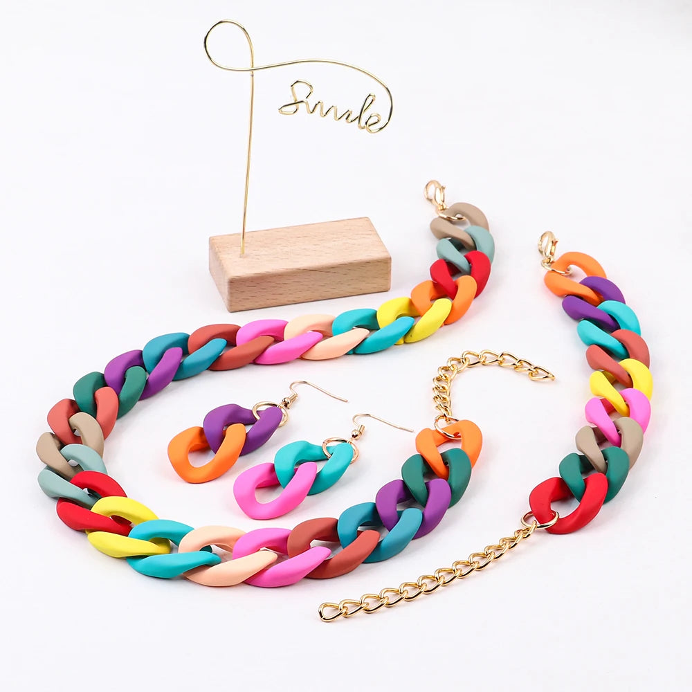 Fish Sheep Acrylic Chunky Chain Choker Necklace
