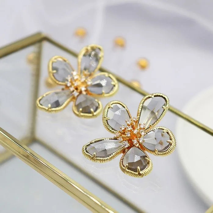 Crystal Flower Stud Earrings