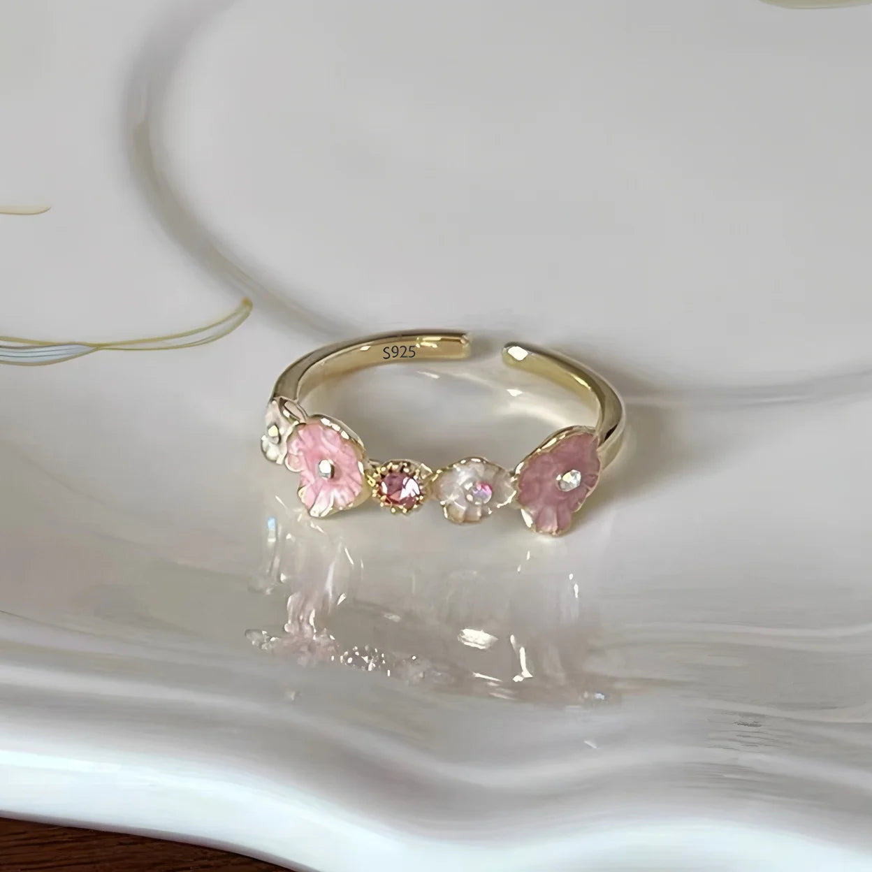 925 Sterling Silver Drip Glaze Butterfly Zircon Rings