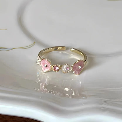 925 Sterling Silver Drip Glaze Butterfly Zircon Rings