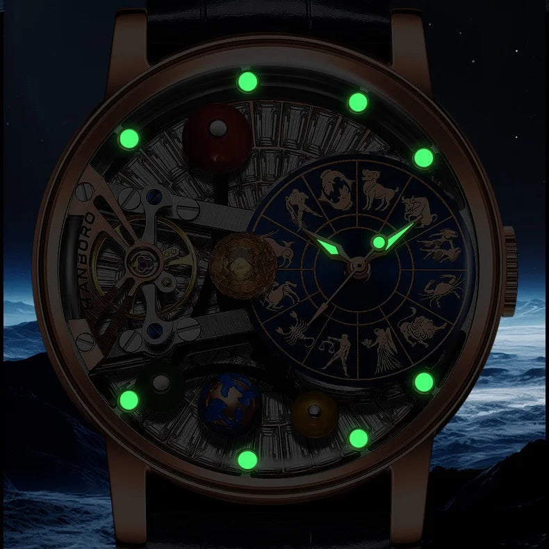 Starry Sky Skeleton Automatic Mechanical Luxury Constellation Waterproof Watch
