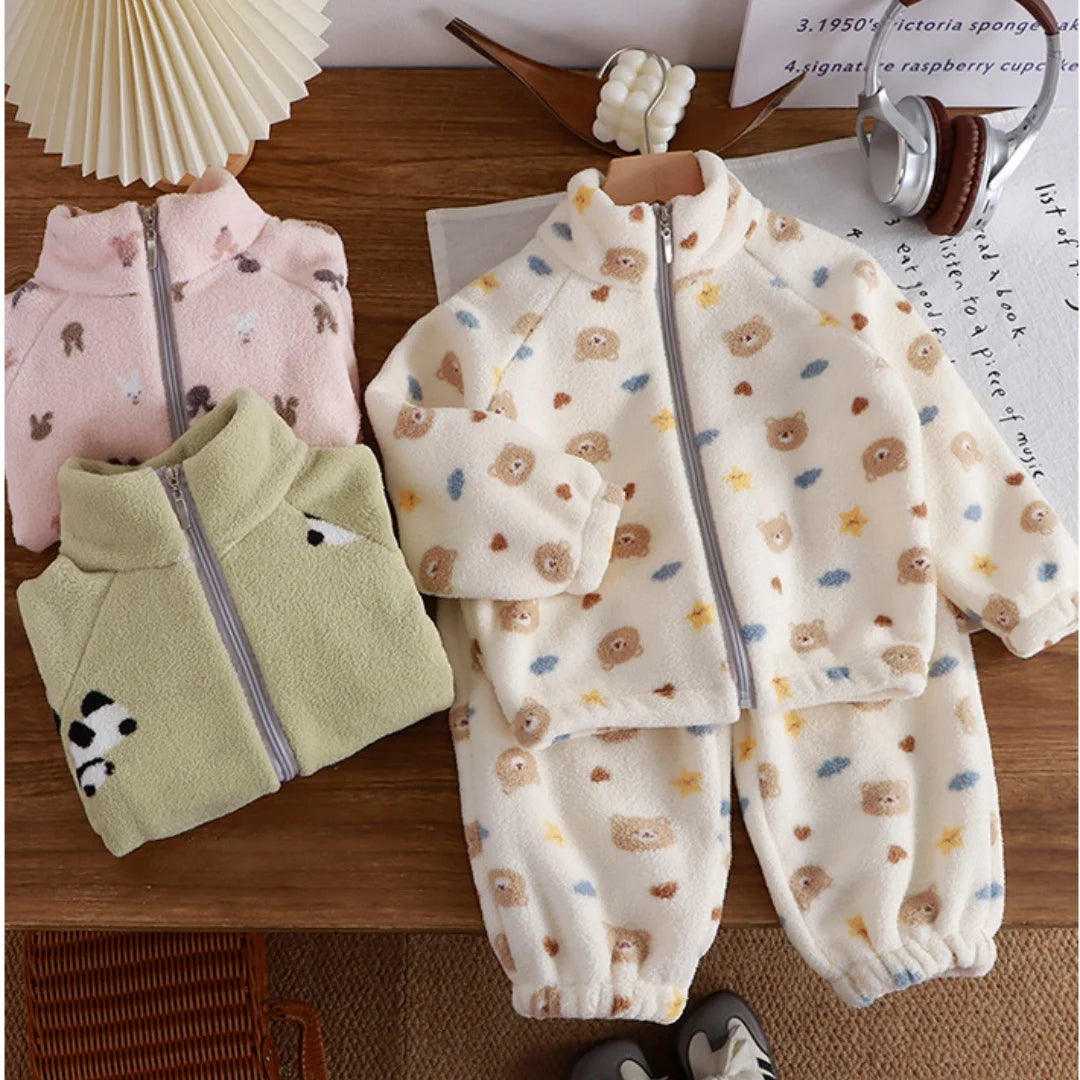 Fleece Homewear Suit 1-8Y Korean Thickened Warm Sets