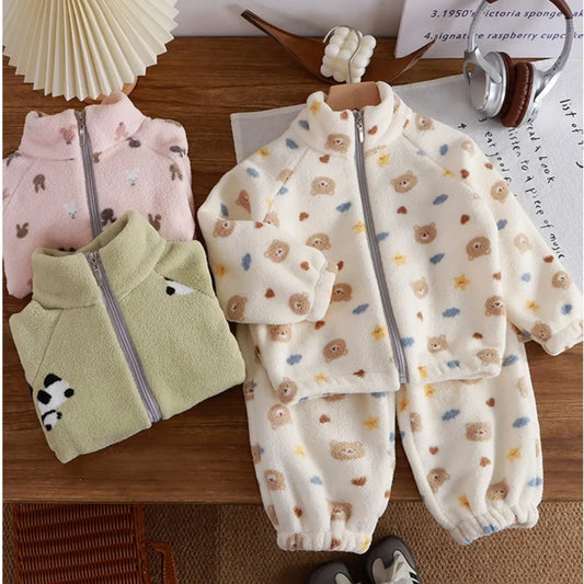 Fleece Homewear Suit 1-8Y Korean Thickened Warm Sets